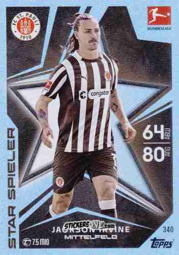 Figurina Jackson Irvine - German Fussball Bundesliga 2025-2026. Match Attax n. 340 - Topps