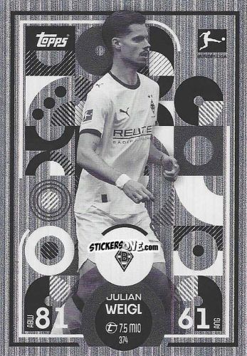 Cromo Julian Weigl - German Fussball Bundesliga 2025-2026. Match Attax n. 374 - Topps