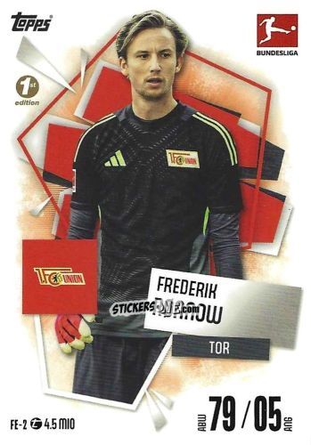 Sticker Frederik Rønnow - German Fussball Bundesliga 2025-2026. Match Attax n. FE-02 - Topps