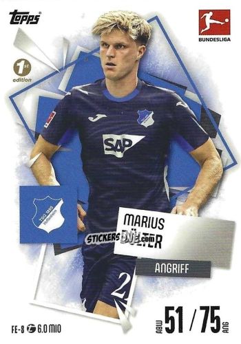 Sticker Marius Bülter - German Fussball Bundesliga 2025-2026. Match Attax n. FE-08 - Topps