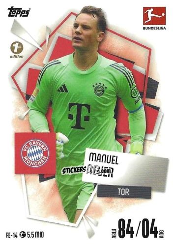 Cromo Manuel Neuer - German Fussball Bundesliga 2025-2026. Match Attax n. FE-14 - Topps
