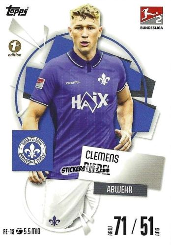 Cromo Clemens Riedel - German Fussball Bundesliga 2025-2026. Match Attax n. FE-18 - Topps