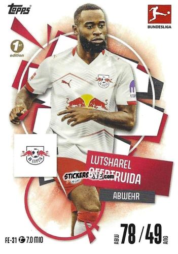 Figurina Lutsharel Geertruida - German Fussball Bundesliga 2025-2026. Match Attax n. FE-31 - Topps