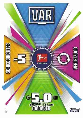 Sticker Manager / VAR / Schiedsrichter / VerIetzung - German Fussball Bundesliga 2025-2026. Match Attax n. T1 - Topps