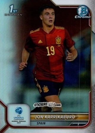 Figurina Jon Karrikaburu - Bowman Chrome Road To Uefa U21 Euros 2022 n. 3 - Topps