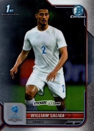 Sticker William Saliba - Bowman Chrome Road To Uefa U21 Euros 2022 n. 55 - Topps