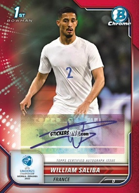 Sticker William Saliba - Bowman Chrome Road To Uefa U21 Euros 2022 n. CA-WS - Topps