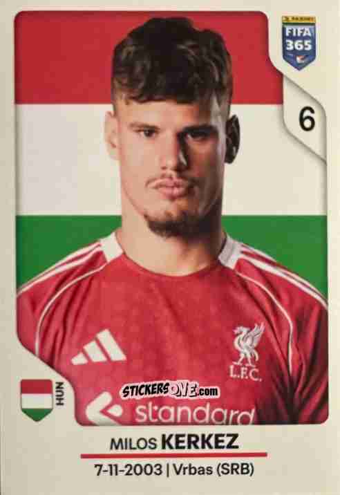 Figurina Milos Kerkez - Fifa 365 2026 n. 86 - Panini