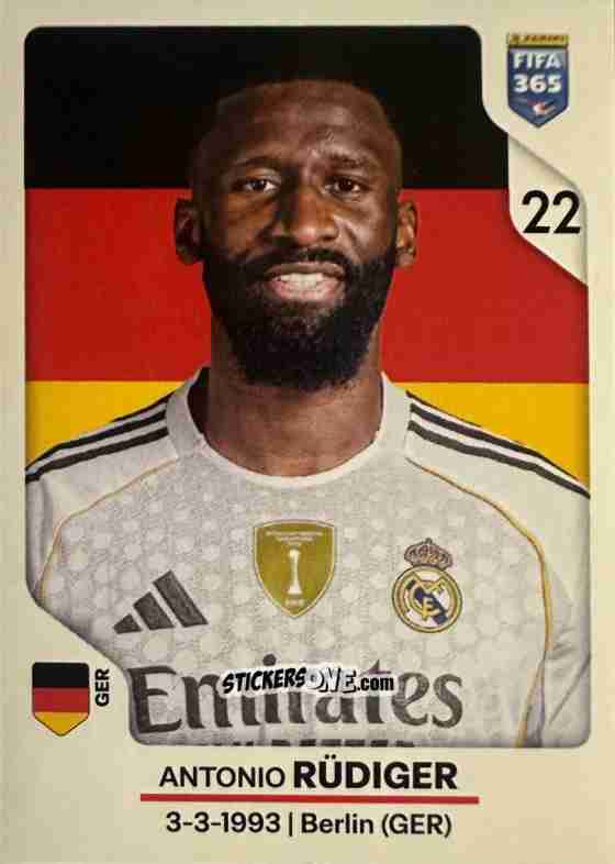 Cromo Antonio Rüdiger - Fifa 365 2026 n. 498 - Panini