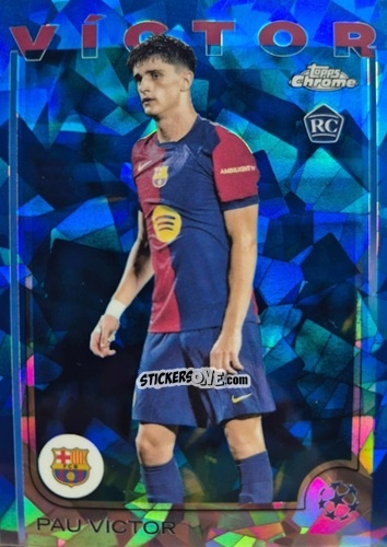 Figurina Pau Víctor - Chrome Uefa Club Competitions Sapphire Edition 2024-2025 n. 16 - Topps