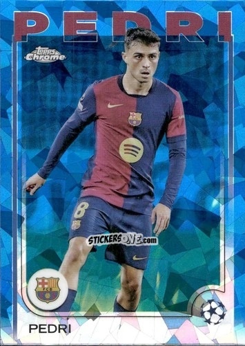 Sticker Pedri - Chrome Uefa Club Competitions Sapphire Edition 2024-2025 n. 174 - Topps