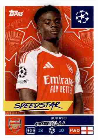 Figurina Bukayo Saka - UEFA Champions League 2025-2026
 n. 66 - Topps
