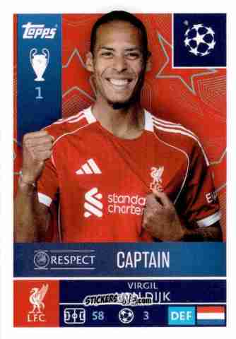 Figurina Virgil van Dijk - UEFA Champions League 2025-2026
 n. 253 - Topps