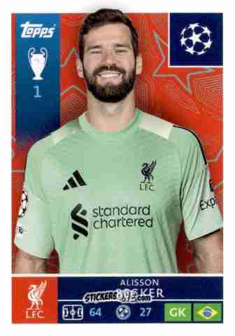 Cromo Alisson Becker - UEFA Champions League 2025-2026
 n. 254 - Topps