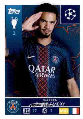 Sticker Warren Zaire-Emery - UEFA Champions League 2025-2026
 n. 362 - Topps