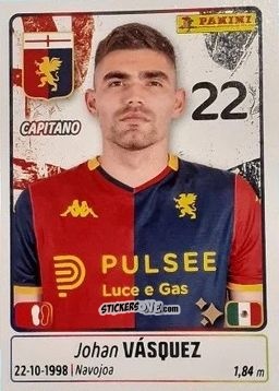 Sticker Johan Vasquez - Calciatori 2025-2026 n. 179 - Panini