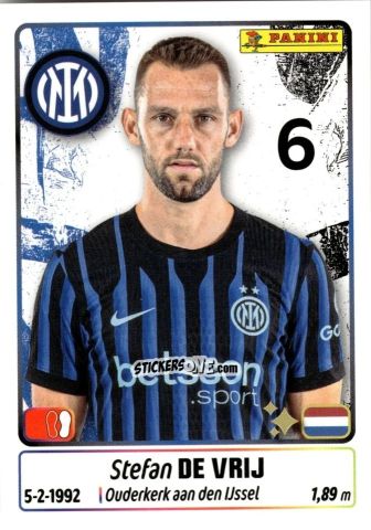 Figurina Stefan De Vrij - Calciatori 2025-2026 n. 223 - Panini