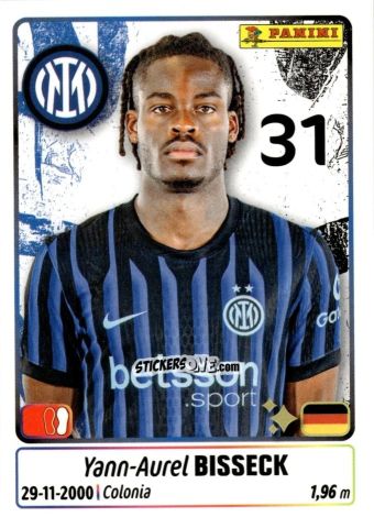 Cromo Yann-Aurel Bisseck - Calciatori 2025-2026 n. 227 - Panini