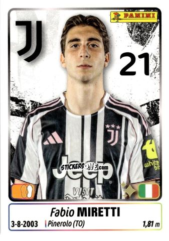 Figurina Fabio Miretti - Calciatori 2025-2026 n. 254 - Panini