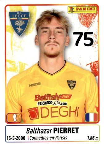 Cromo Balthazar Pierret - Calciatori 2025-2026 n. 297 - Panini