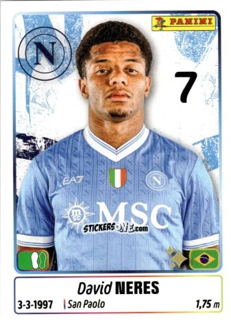 Figurina David Neres - Calciatori 2025-2026 n. 349 - Panini