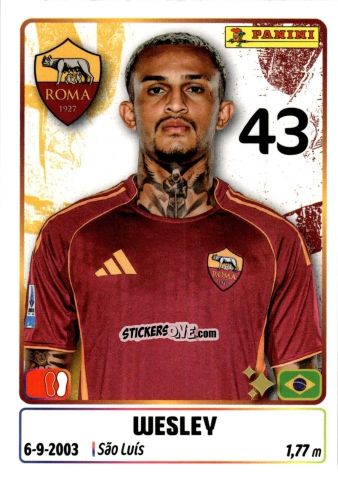 Figurina Wesley - Calciatori 2025-2026 n. 405 - Panini
