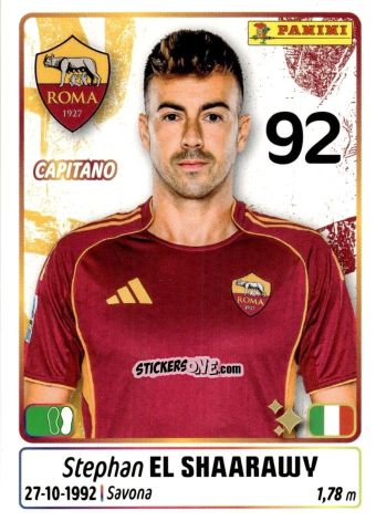 Cromo Stephan El Shaarawy - Calciatori 2025-2026 n. 412 - Panini