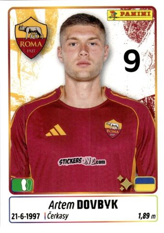 Figurina Artem Dovbyk - Calciatori 2025-2026 n. 414 - Panini