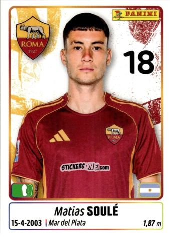 Figurina Matias Soule' - Calciatori 2025-2026 n. 416 - Panini