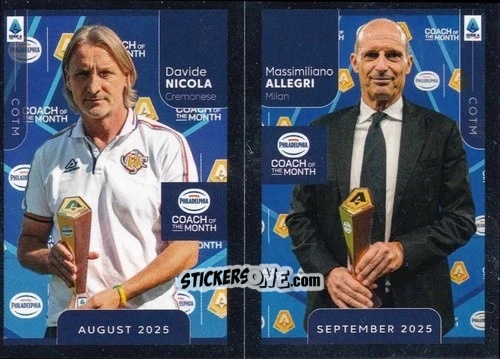 Figurina Davide Nicola / Massimiliano Allegri - Calciatori 2025-2026 n. CEL54 - Panini