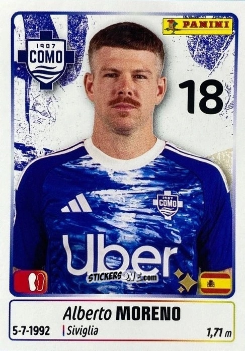Sticker Alberto Moreno - Calciatori 2025-2026 n. UPG13 - Panini