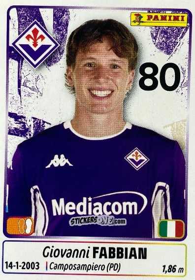 Sticker Giovanni Fabbian - Calciatori 2025-2026 n. UPG21 - Panini