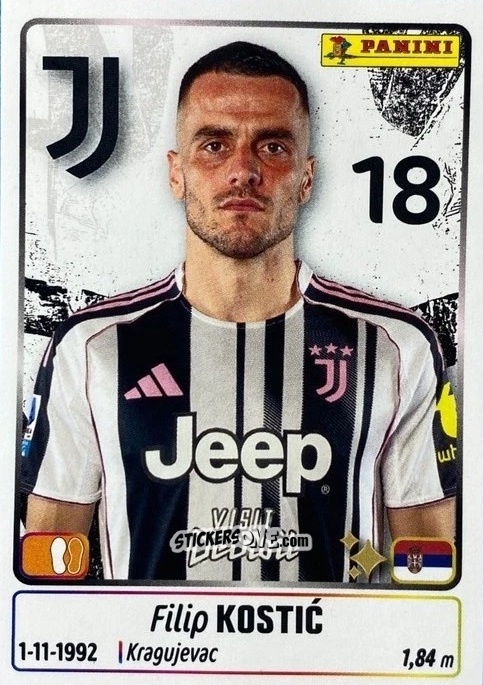 Cromo Filip Kostic - Calciatori 2025-2026 n. UPG38 - Panini
