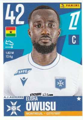 Figurina Elisha Owusu - Foot Ligue 1 2025-2026
 n. 58 - Panini