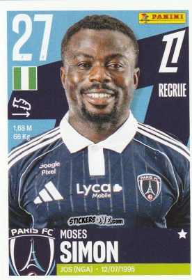 Figurina Moses Simon - Foot Ligue 1 2025-2026
 n. 423 - Panini