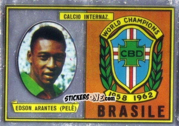 Cromo Edson Arantes do Nascimiento / National Emblem - Tutti I Calciatori 1967-1968 n. 1 - MIRA