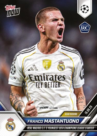 Sticker Franco Mastantuono - Now Uefa Champions League 2025-2026 n. 7 - Topps