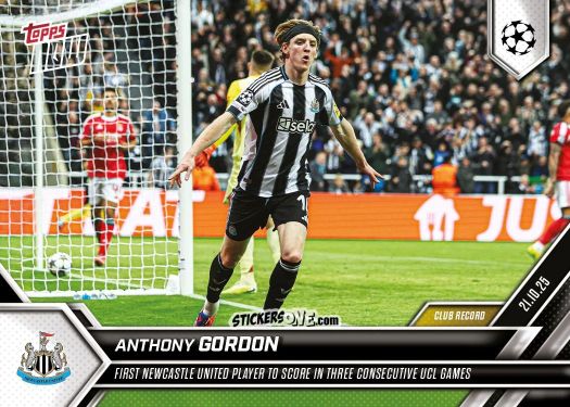 Sticker Anthony Gordon - Now Uefa Champions League 2025-2026 n. 35 - Topps