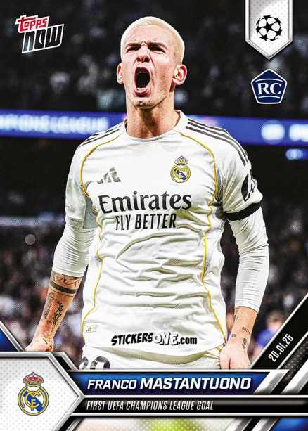 Sticker Franco Mastantuono - Now Uefa Champions League 2025-2026 n. 72 - Topps