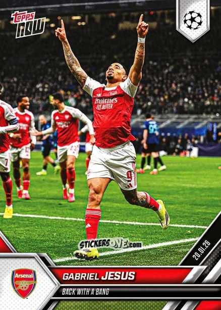 Figurina Gabriel Jesus - Now Uefa Champions League 2025-2026 n. 73 - Topps