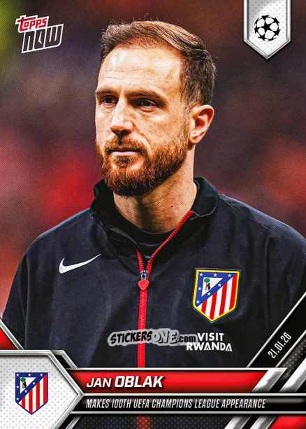 Sticker Jan Oblak - Now Uefa Champions League 2025-2026 n. 79 - Topps
