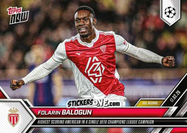 Figurina Folarin Balogun - Now Uefa Champions League 2025-2026 n. 87 - Topps