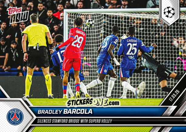 Sticker Bradley Barcola - Now Uefa Champions League 2025-2026 n. 106 - Topps