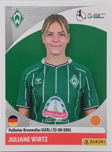 Sticker Juliane Wirtz - German Woman's Bundesliga 2025-2026
 n. 59 - Panini