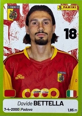 Sticker Davide Bettella - Calciatori Serie BKT 2025-2026
 n. 92 - Panini