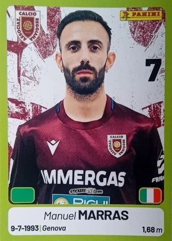 Sticker Manuel Marras - Calciatori Serie BKT 2025-2026
 n. 349 - Panini