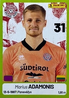 Sticker Marius Adamonis - Calciatori Serie BKT 2025-2026
 n. 396 - Panini