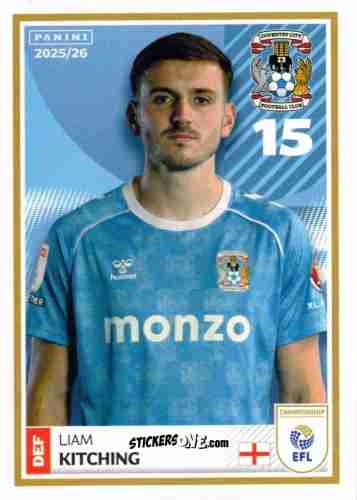 Cromo Liam Kitching - EFL 2025-2026
 n. 93 - Panini
