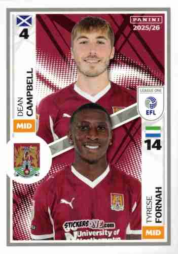 Cromo Dean Campbell / Tyrese Fornah - EFL 2025-2026
 n. 601 - Panini