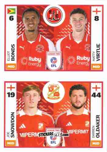 Cromo Elliot Bonds / Matty Virtue / Joe Snowdon / Darren Oldaker - EFL 2025-2026
 n. 738B-778B - Panini